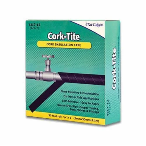 Nu-Calgon 4217-12 Cork-Tite Insulation Tape Self-Adhesive Black 2 Inches x 30 Feet Roll